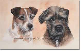 Portrait of Two Dogs, Fergus and Dash